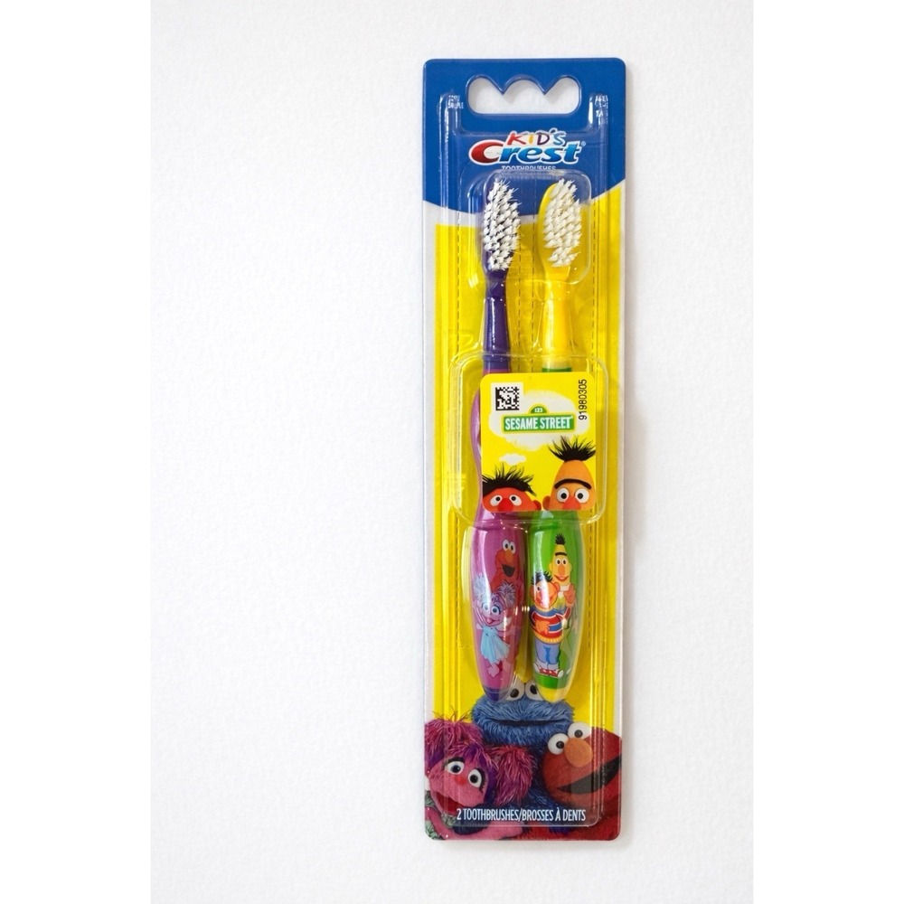 Kid's Crest Toothbrushes Sesame Street Ernie Bert Elmo SOFT BRISTLES 2-pack